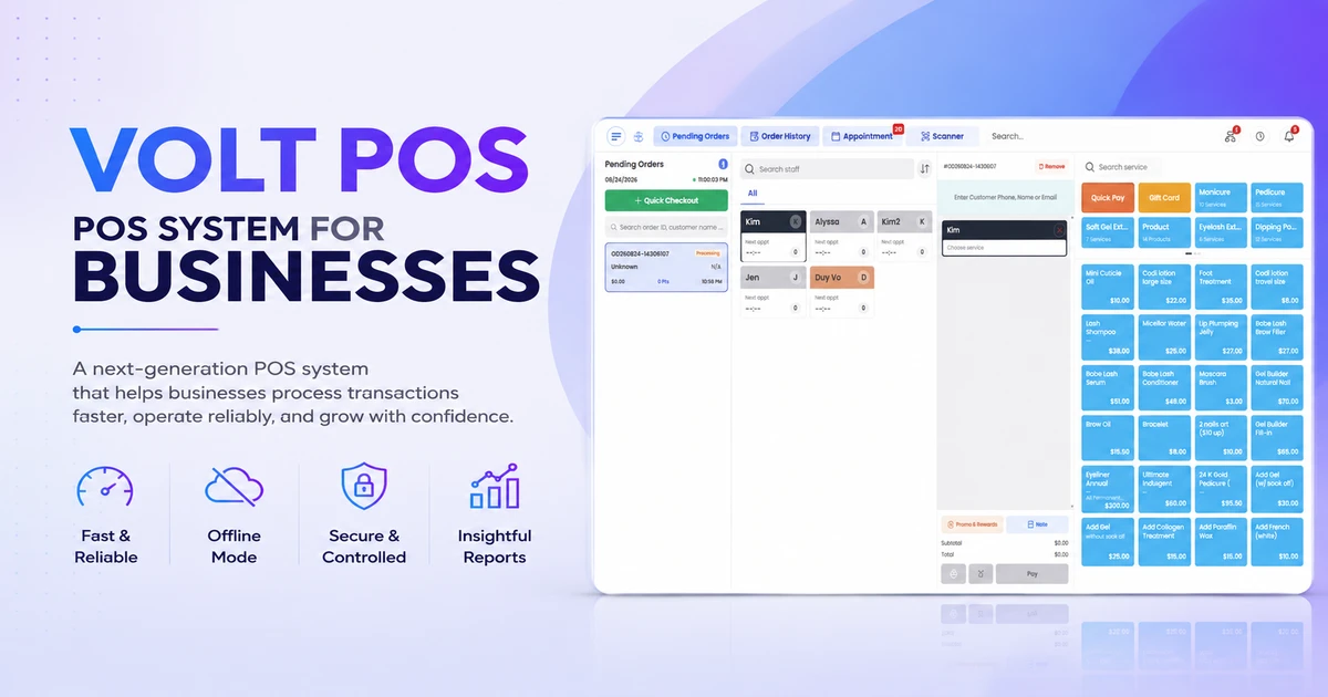 Volt POS point of sale system for businesses and stores