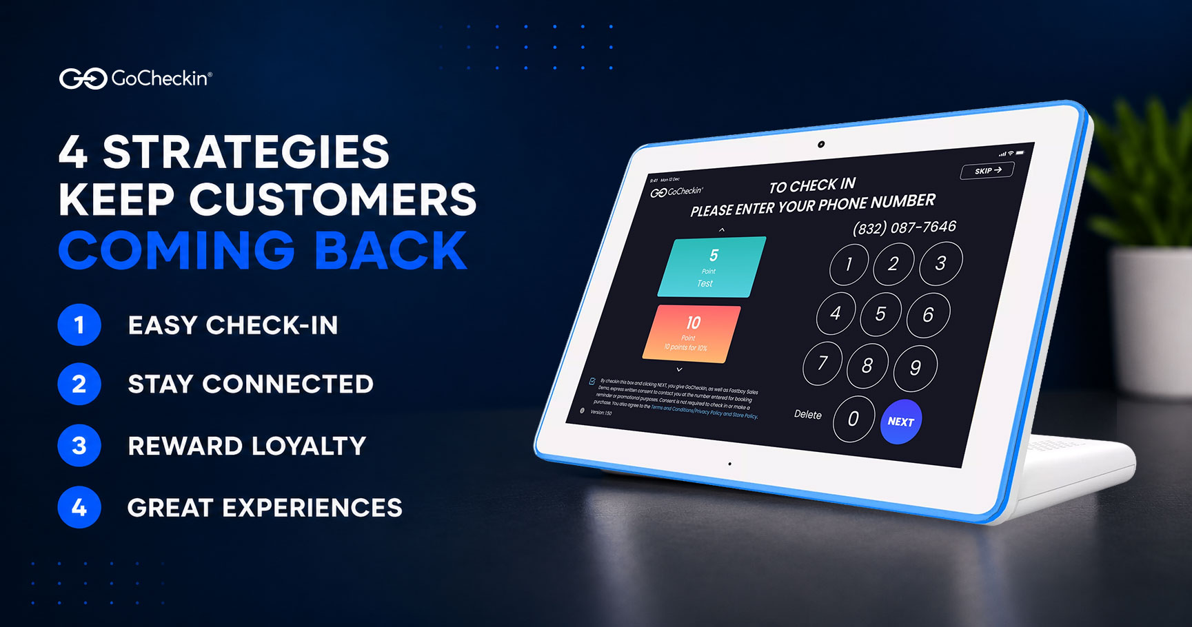 GoCheckIn customer loyalty solution encourages repeat visits through personalized engagement and rewards 