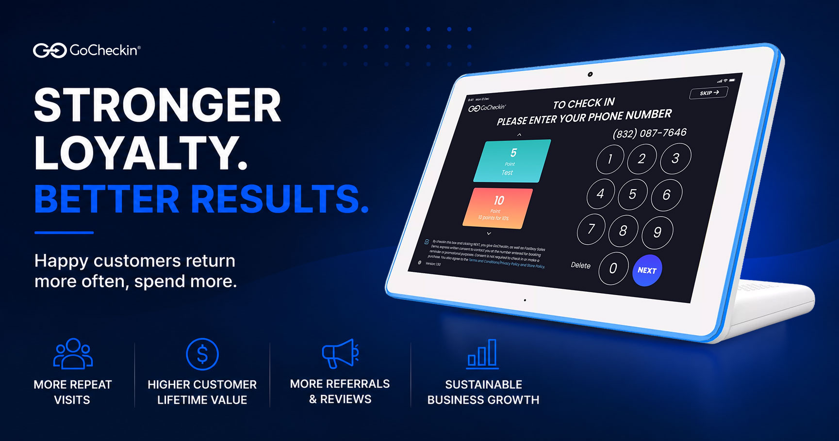  GoCheckIn supports customer retention strategies that drive long-term business growth. 