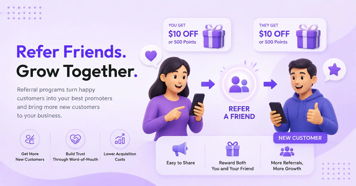 Referral program helps businesses acquire new customers through customer recommendations