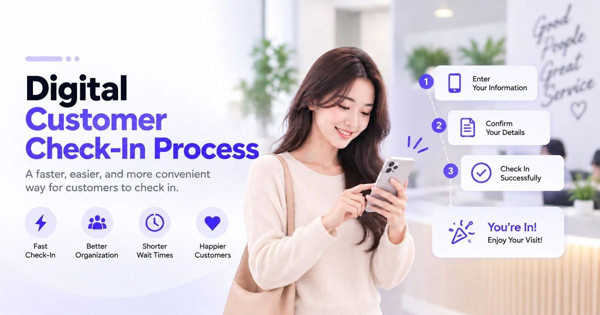 Digital customer check-in process using customer check-in software
