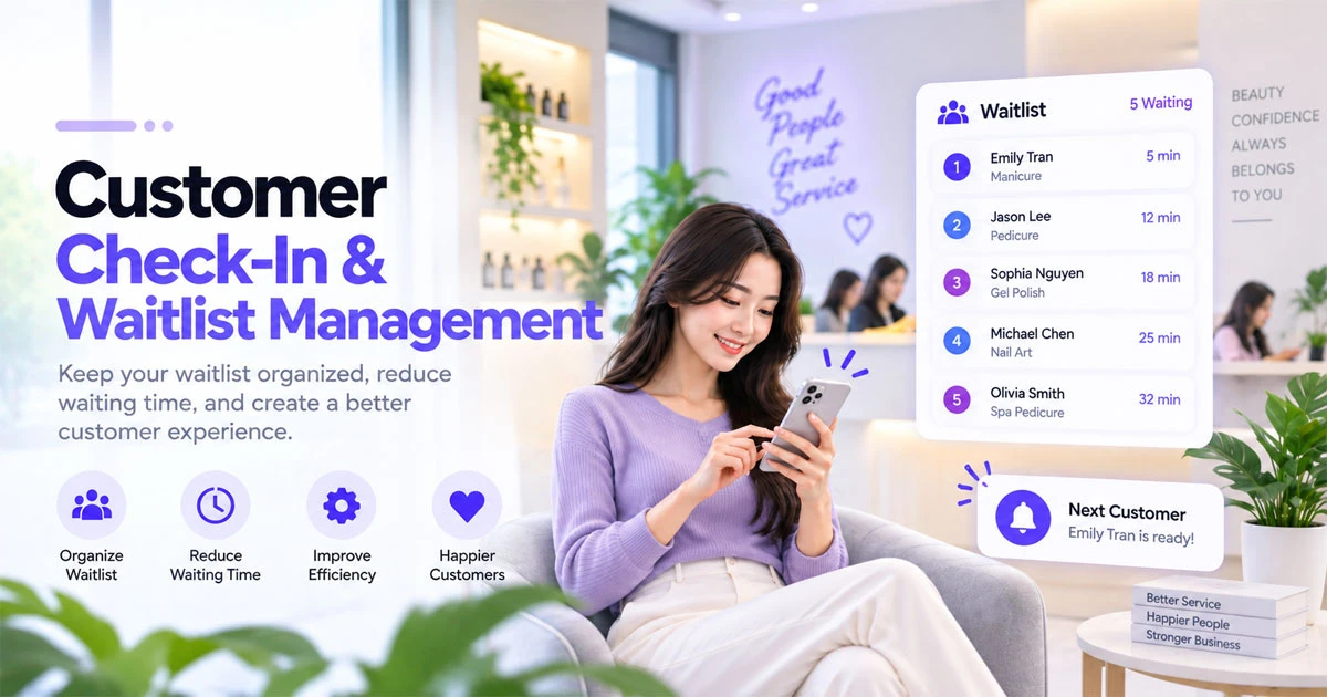 Customer check-in software for waitlist management and reducing waiting time