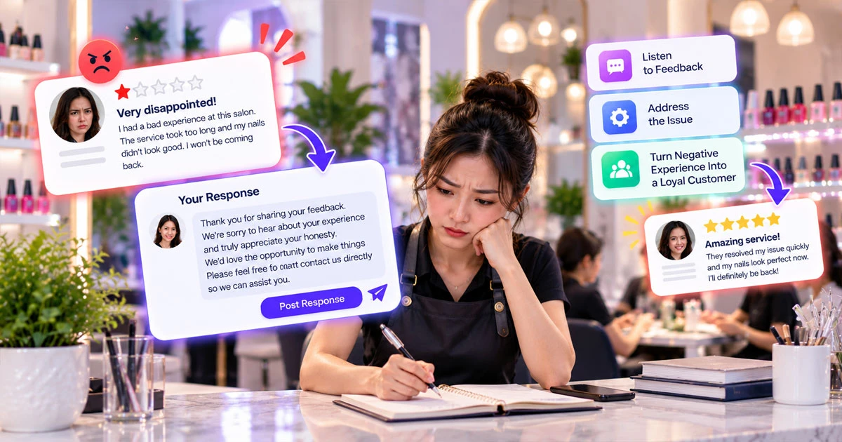 Business owner responding professionally to a negative customer review