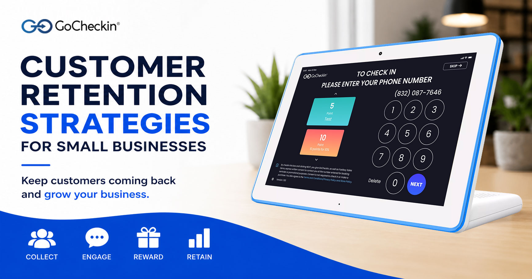 GoCheckIn digital check-in system helps small businesses improve customer retention and increase repeat visits